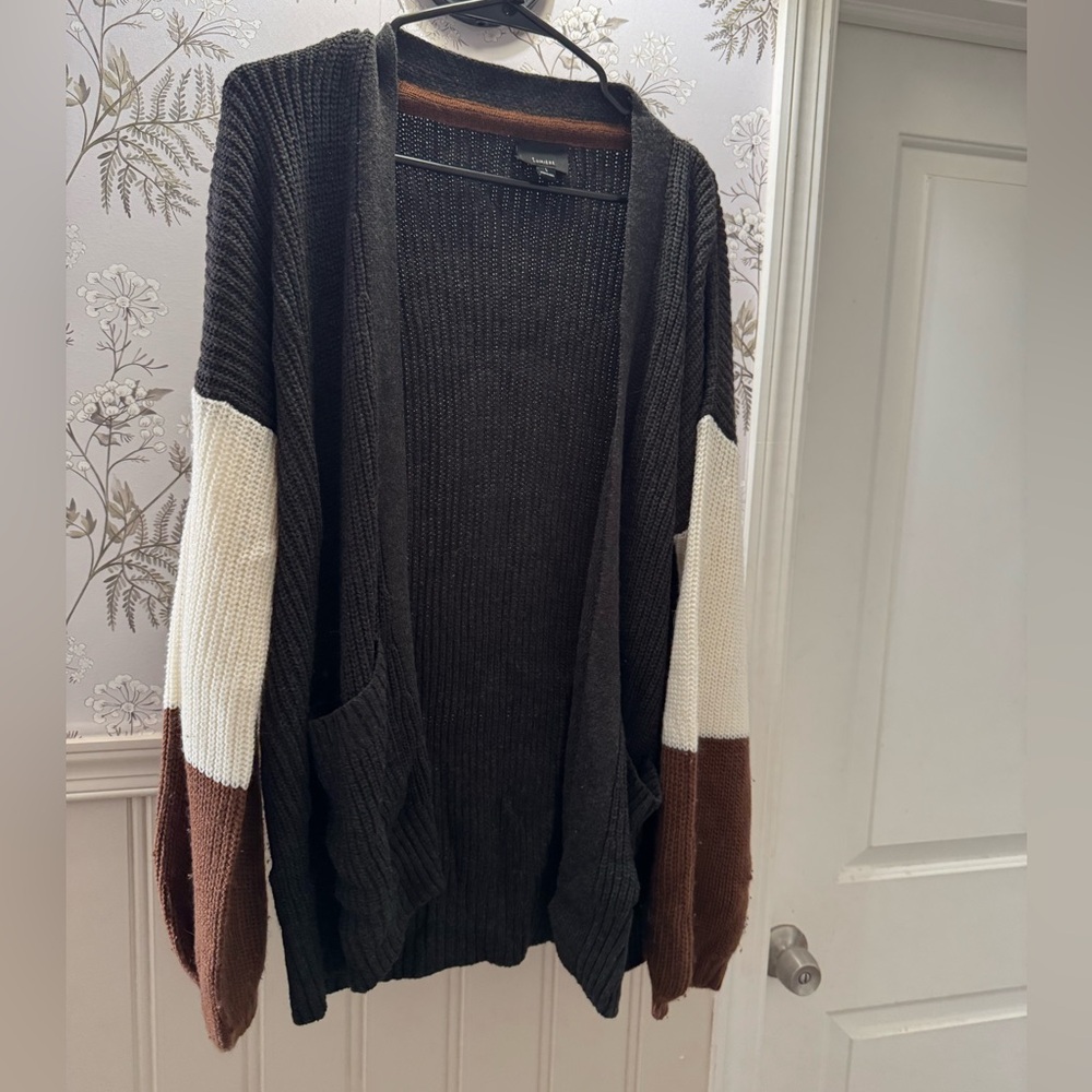 LUMIERE Cream/Brown/Black Cardigan (LARGE)